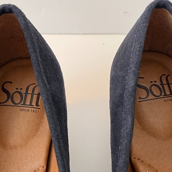 Sofft Napoli Navy Suede Leather Stacked Heels Slip on Loafers ~ Women's Size 8M - Picture 5 of 13